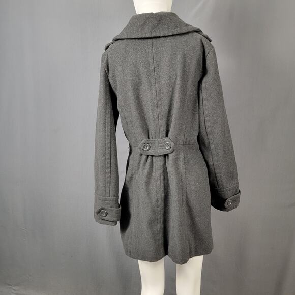 Ambiance Apparel Gray Wool Blend Double Breasted Trench Coat Size Large - Picture 1 of 11